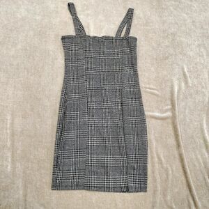 Heart and Hips Plaid Houndstooth Black and White Mini Dress Size Small